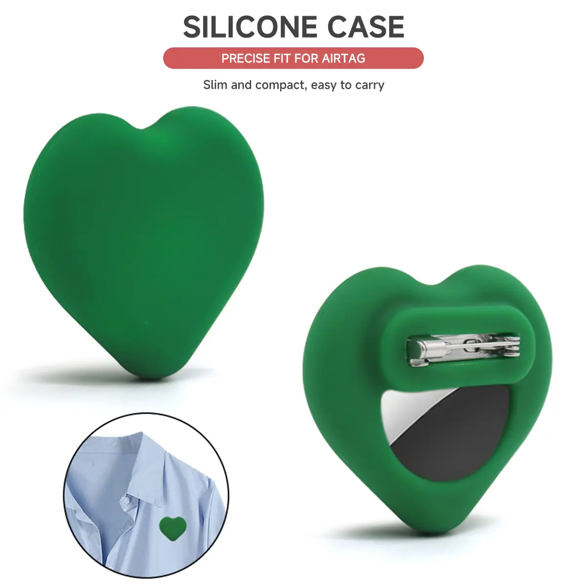 1pc Heart-shaped Silicone Protective Cover for airtag Children Elderly Pet Anti Loss Device Buckle Protective Anti-scratch Shell