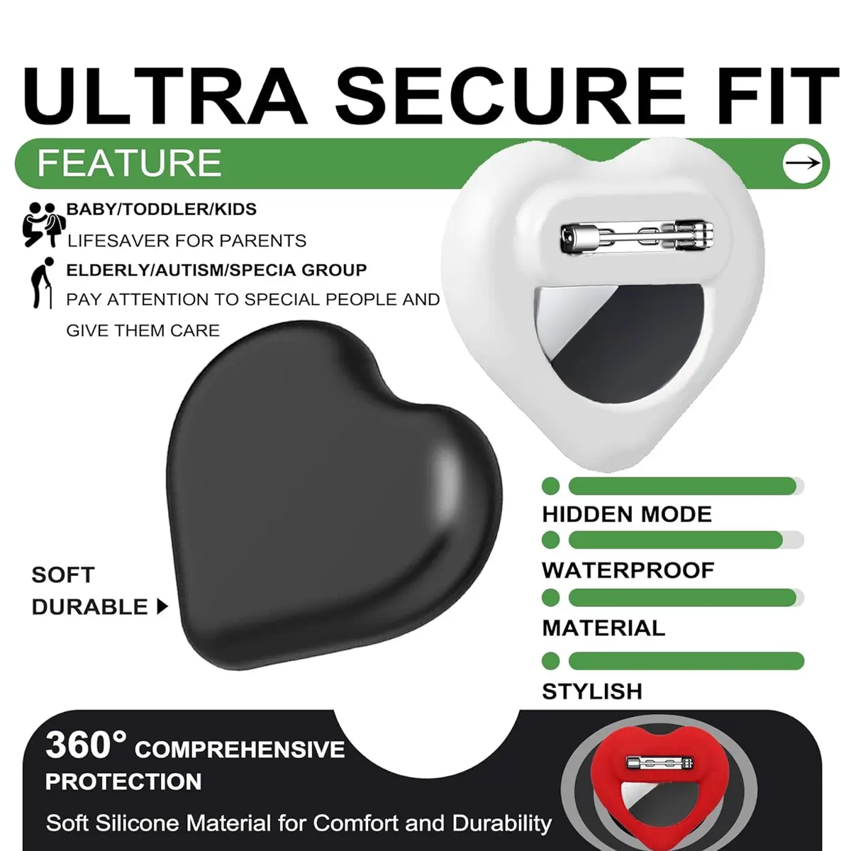 1pc Heart-shaped Silicone Protective Cover for airtag Children Elderly Pet Anti Loss Device Buckle Protective Anti-scratch Shell