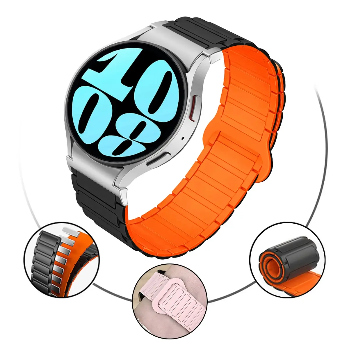 Magnetic Loop Strap For Samsung Galaxy Watch 7 6 5 4 40MM 44MM/4 6 Classic 46 43mm 47mm/5 Pro 45mm Band Silicone 20mm Watch band