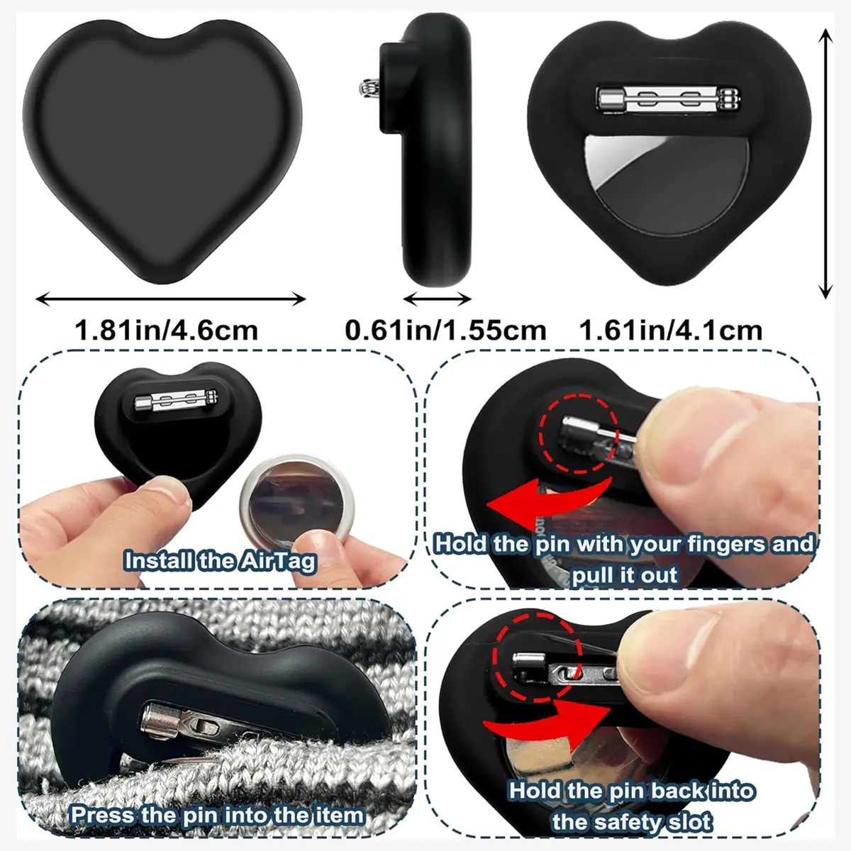 1pc Heart-shaped Silicone Protective Cover for airtag Children Elderly Pet Anti Loss Device Buckle Protective Anti-scratch Shell