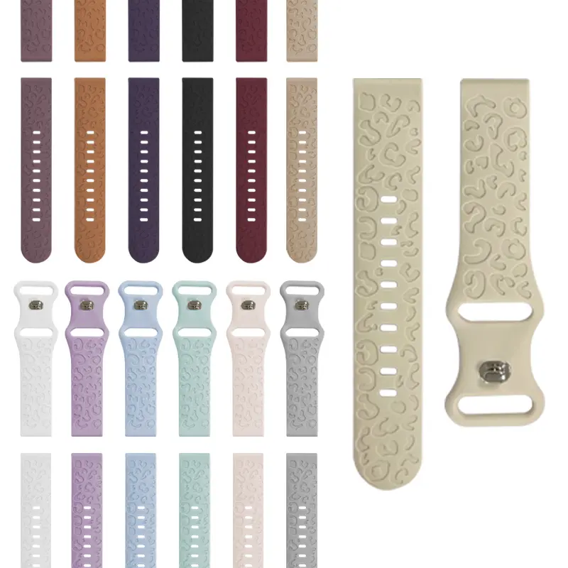 Engraved Strap For Samsung Galaxy Watch 6/4/classic/5/pro/3/Active 2 Leopard silicone Bracelet Huawei gt 2 2e 20mm watch band
