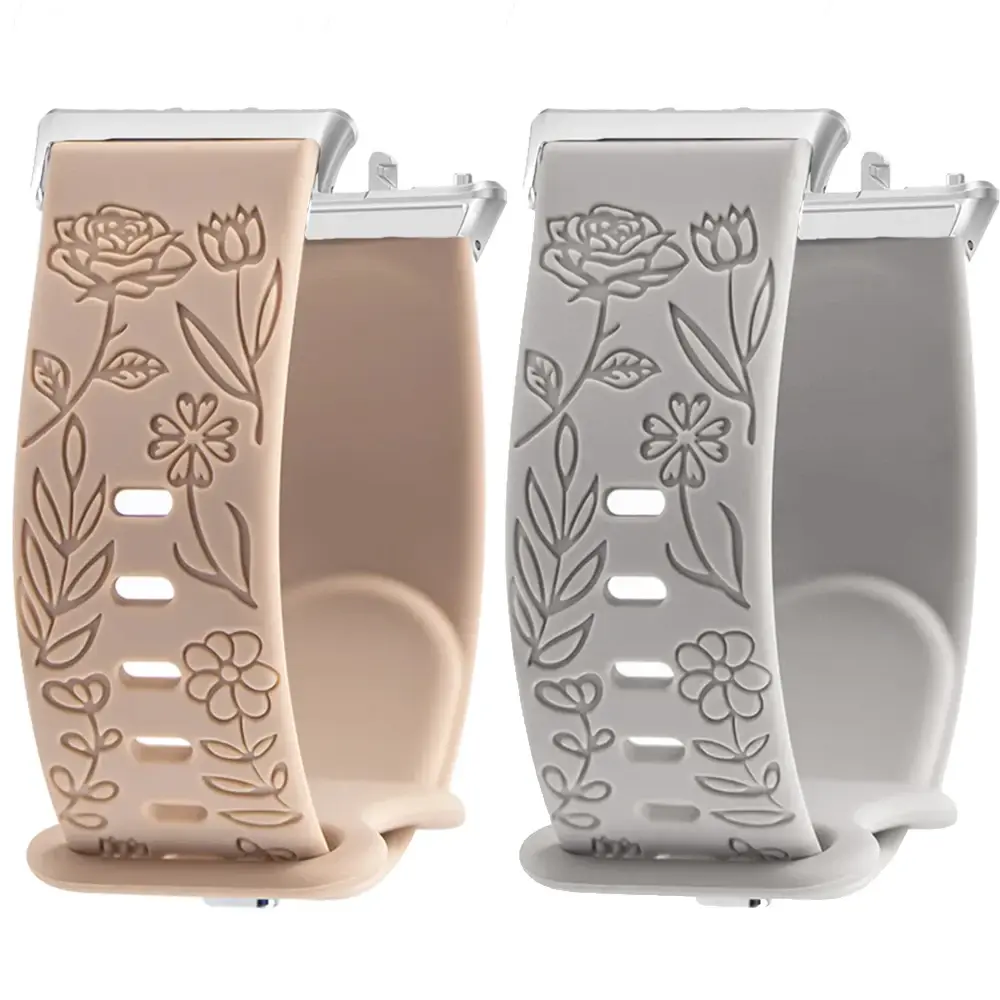 Floral Engraved Band for Samsung Galaxy Fit 3 Watch Silicone Sport Strap for Samsung Galaxy Fit 3 Wristband