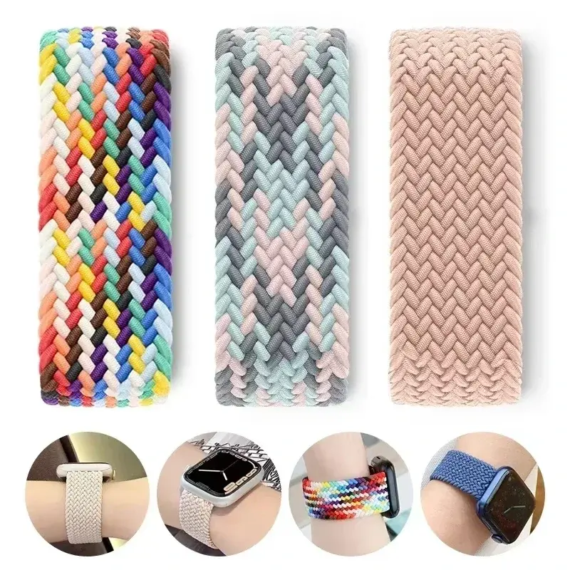 Band For Apple watch Series 10 46mm 42mm 9 7 8 5 SE 6 44mm 45mm 40mm 38 41mm Ultra2 49mm bracelet correa Braided Solo Loop Strap