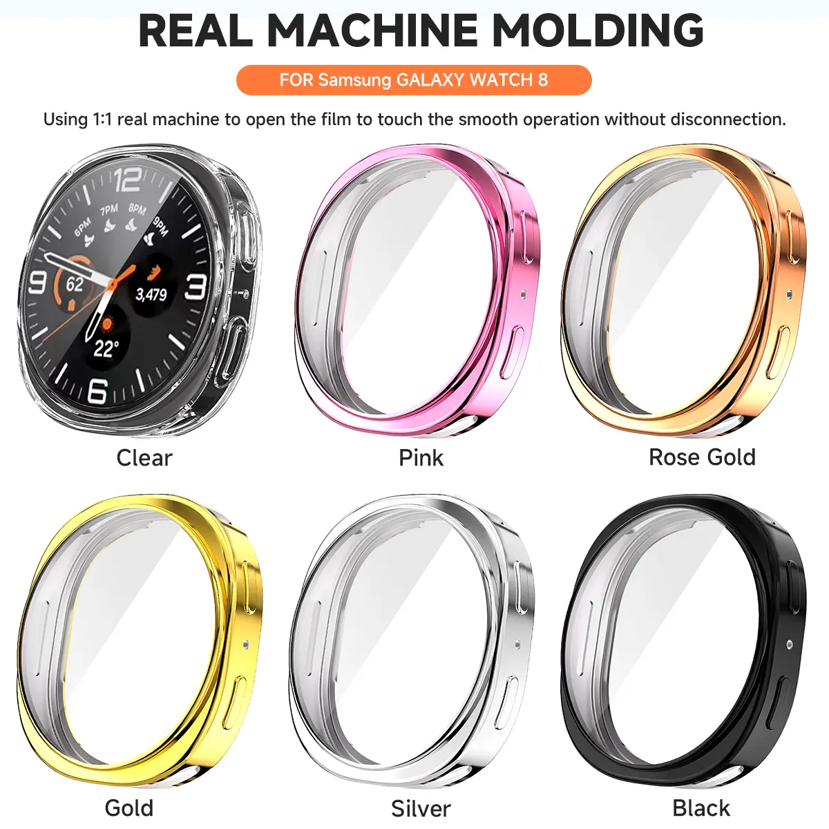 Screen Protector Case For Samsung Galaxy watch 8 40mm / 44mm Soft TPU Face Cover All-Around Protective Bumper Accessories