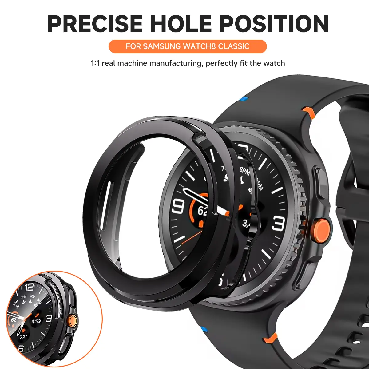 Bumper Case for Samsung Galaxy Watch 8 Classic 46mm,[No Screen Protector]Slim Shockproof Cover for Samsung Watch 8 Classic
