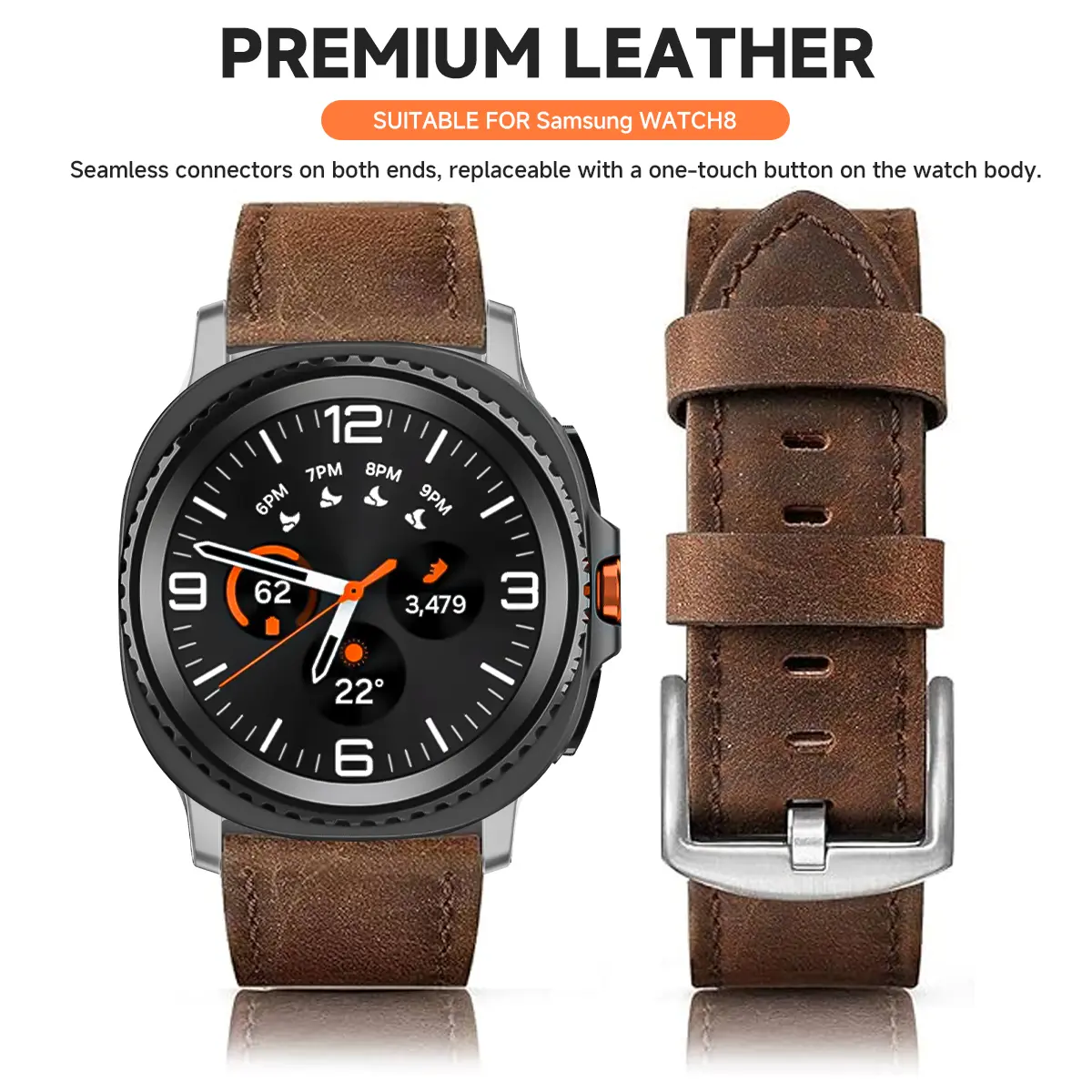 New Leather Strap for Samsung Galaxy Watch 8 Ultra2 Quick Release Band for Samsung Galaxy 8 Classic Leather Bracelet Accessories