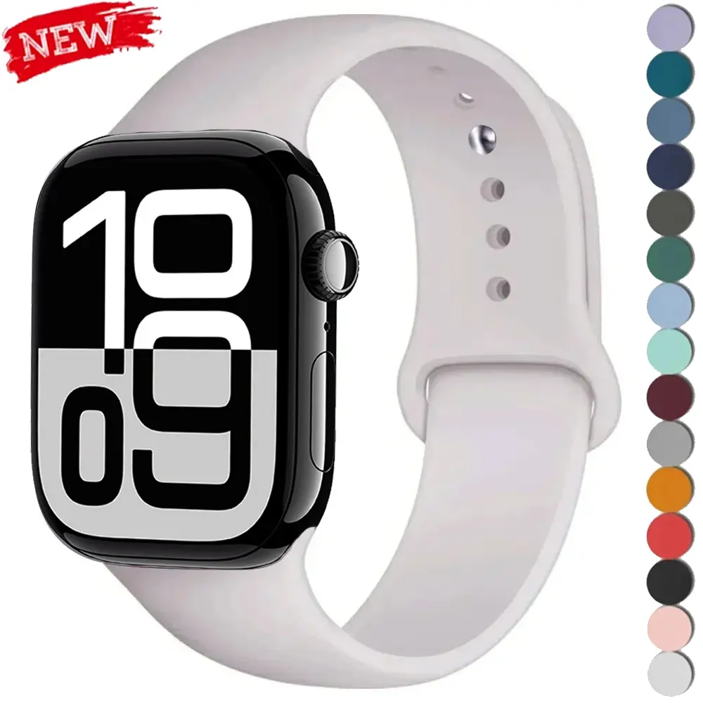 Silicone Band for Apple Watch Strap 46mm 49mm 44mm 45mm 40mm 41mm 42mm Bracelet Iwatch Series 10 9 8 7 6 5 4 3SE Ultra 2 Correa