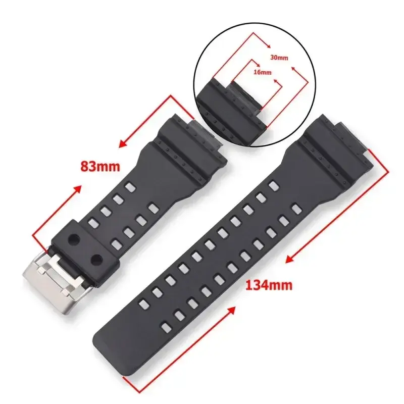 16mm Silicone Rubber Watch Band Strap Replacement Black Waterproof Watchbands Accessories