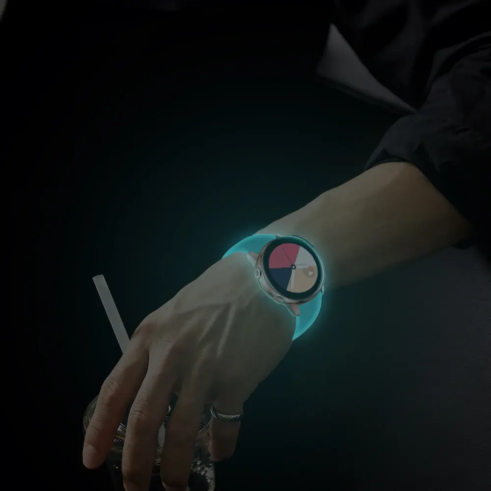 20mm Luminous Silicone Strap for Samsung Galaxy Watch 3 46mm/Active 2 42mm For Huawei GT 2 for Amazfit Bip Band Glow in The Dark