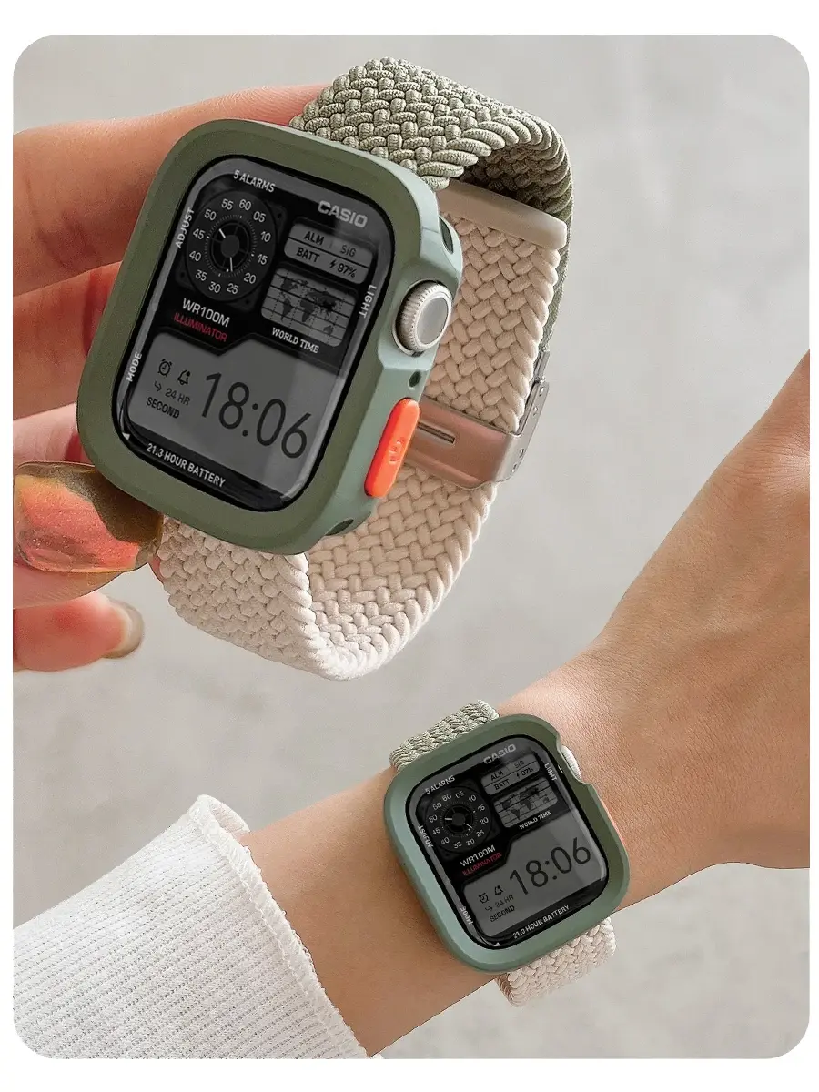 Candy Silicone Case+Strap For Apple Watch Series 9 8 7 45 41mm Band SE 6 5 4 44 40mm Nylon correa Strap iwatch Ultra 2 49mm Belt
