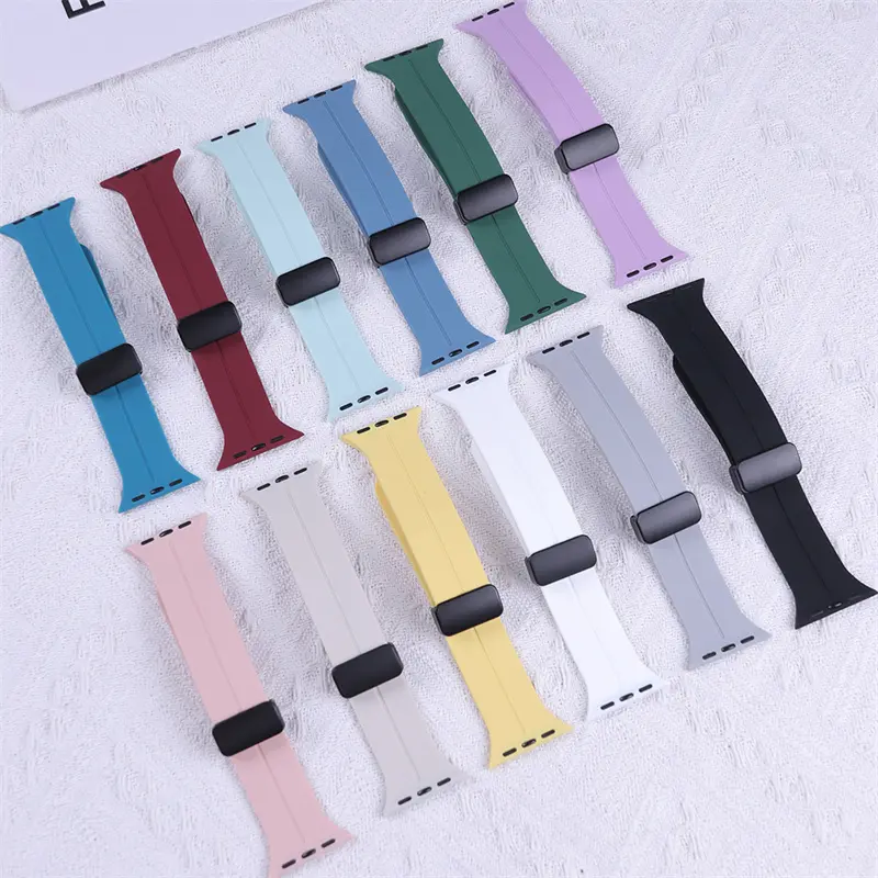 Magnetic Buckle Strap For Apple Watch Band 46mm 45mm 44mm Ultra 49mm 42mm Silicone Bracelet For iWatch Band 10 9 8 7 41mm 38mm