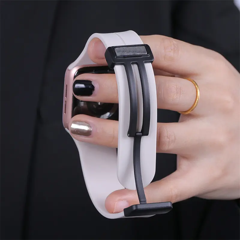 Magnetic Buckle Strap For Apple Watch Band 46mm 45mm 44mm Ultra 49mm 42mm Silicone Bracelet For iWatch Band 10 9 8 7 41mm 38mm
