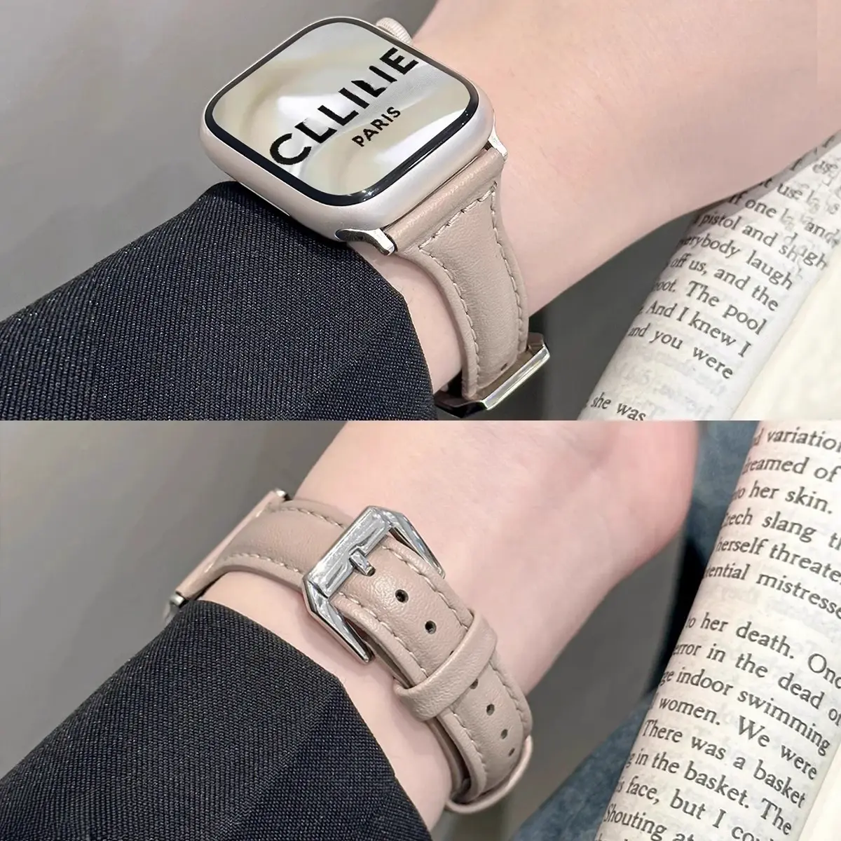Slim Leather Strap for Apple Watch Band 49mm 45mm 44mm 42 41 38 40 Woman Bracelet for IWatch Series Ultra 10 8 7 6 SE 5 4 3 2 1