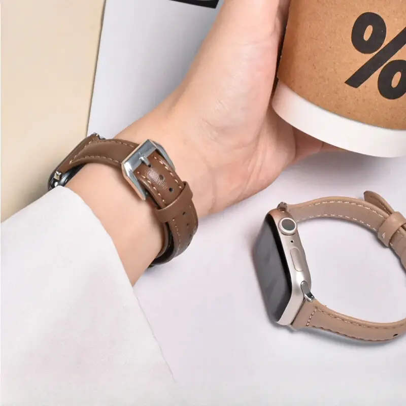 Slim Leather Strap for Apple Watch Band 49mm 45mm 44mm 42 41 38 40 Woman Bracelet for IWatch Series Ultra 10 8 7 6 SE 5 4 3 2 1