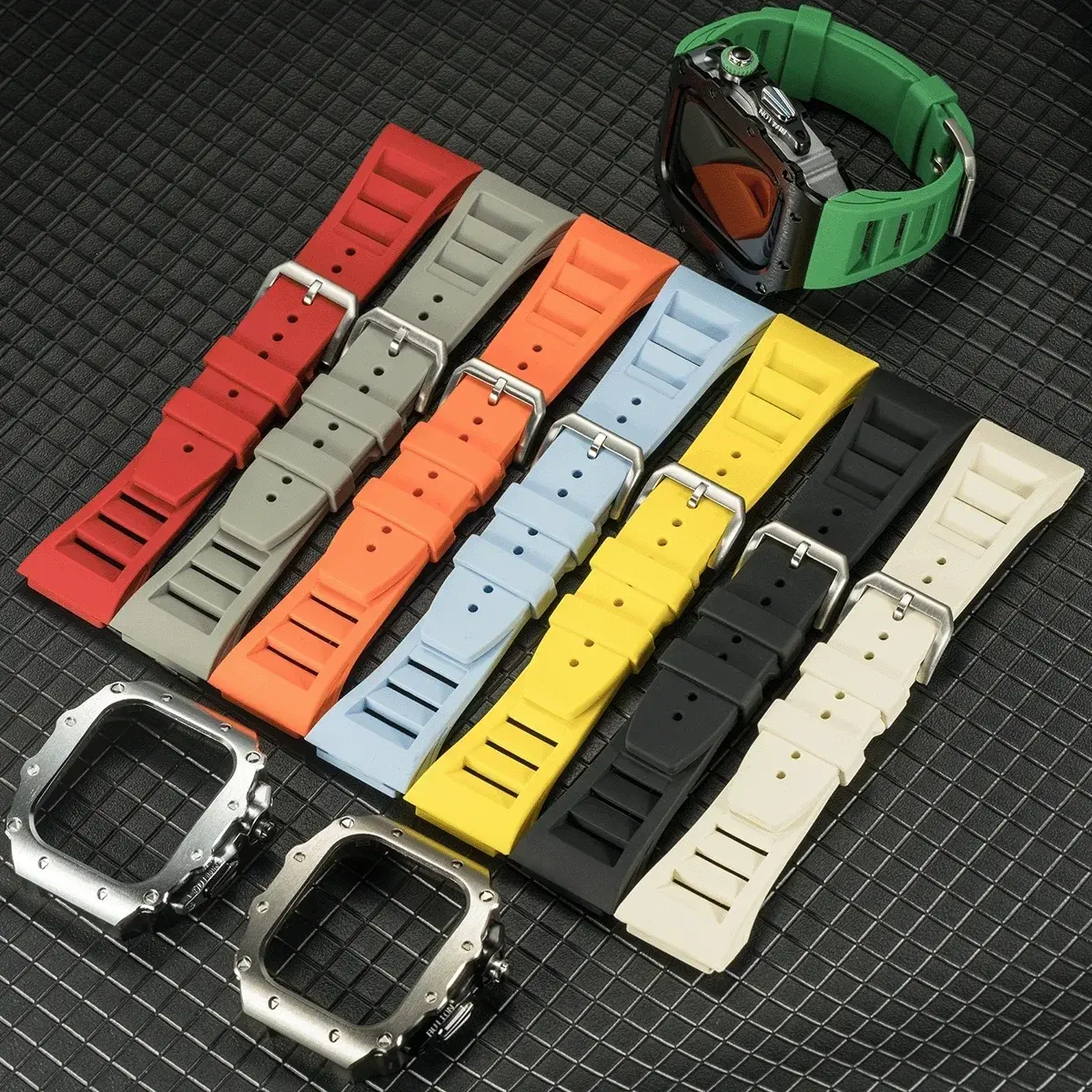 Luxury Stainless Steel Modification Kit for Apple Watch 10 46MM Silicone Strap Iwatch Series  9 8 7 6 5 44mm 45mm Accessories