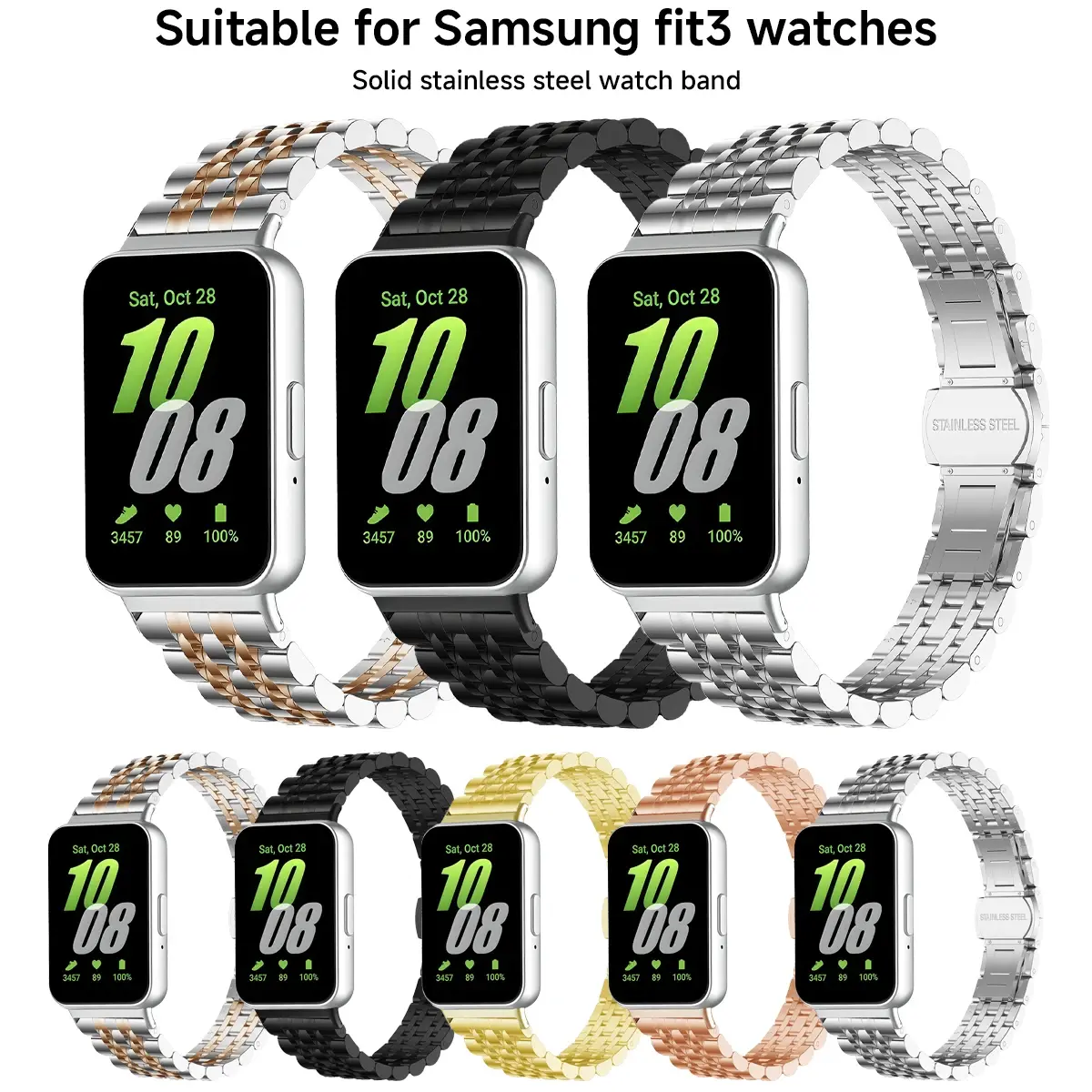 Stainless Steel Strap for Samsung Galaxy Fit 3 SmartWatch Accessories for fit 3 Metal Bracelet for Fit3 Watchband