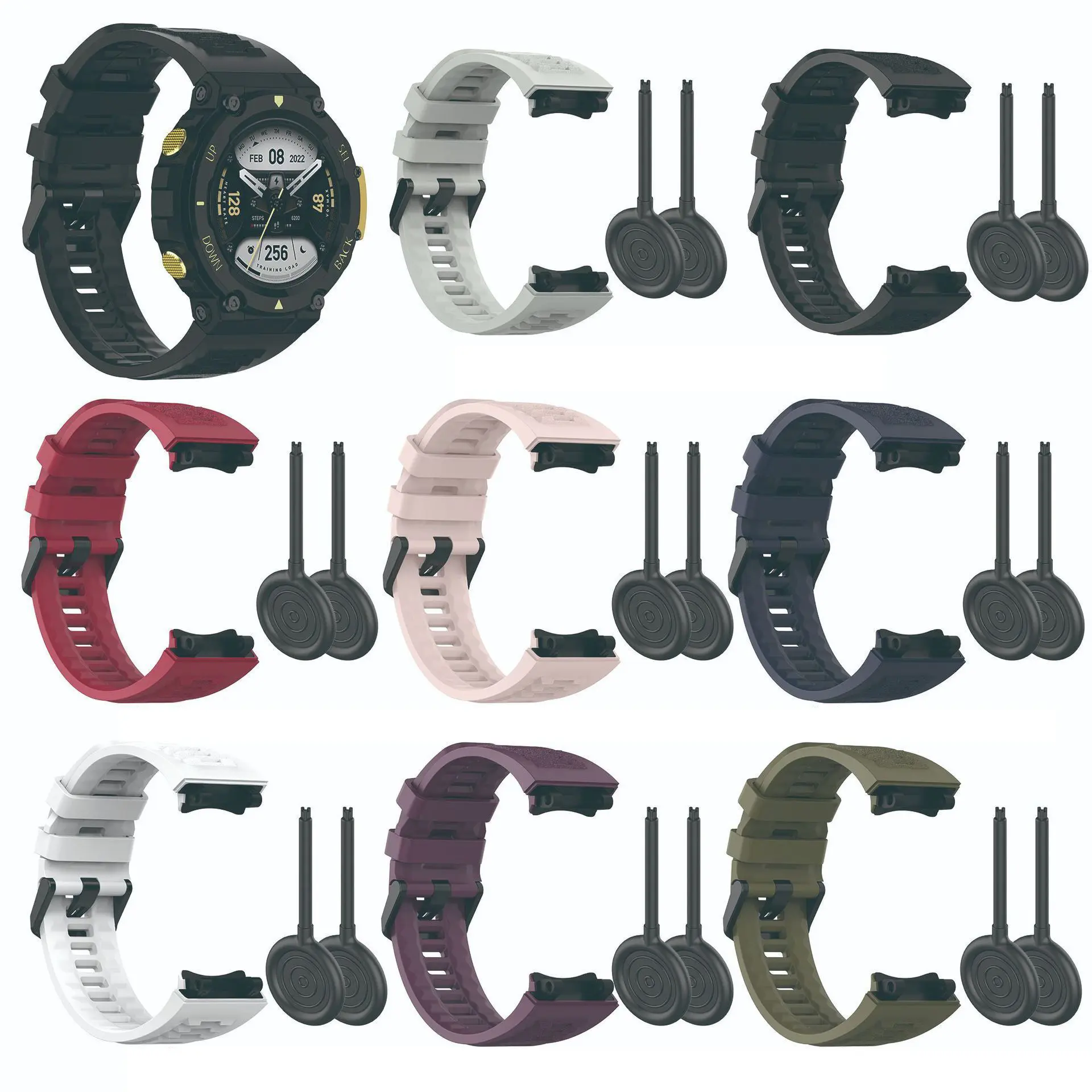Blue T rex 2 Strap Watchband for Amazfit T-Rex 2 Watch Band Silicone Accessories for Amazfit T Rex 2 Smartwatch Replacement