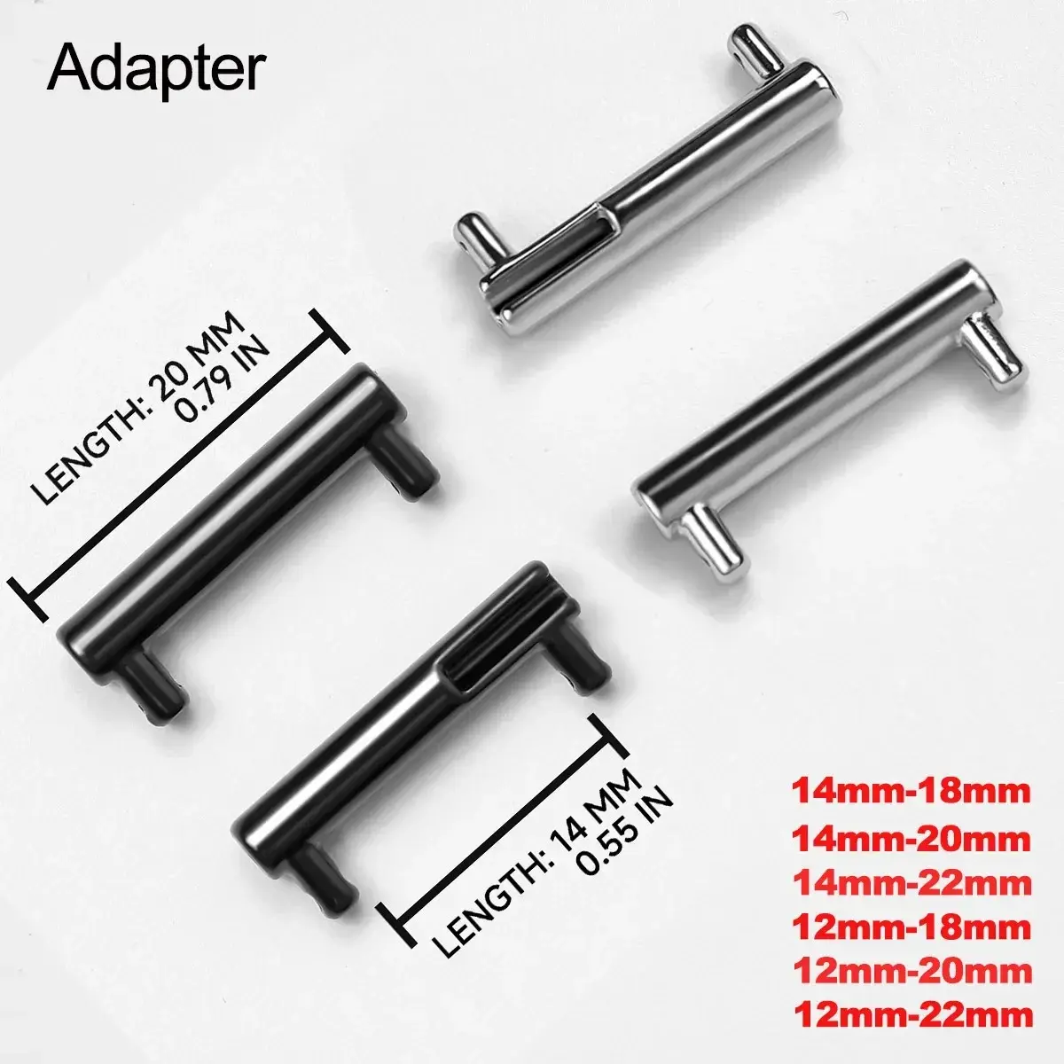 2pcs Metal Connectors 20 22mm 18 To 14mm Stainless Steel Leather WatchBand Adapter Replacement Strap Link Tool Watch Accessories