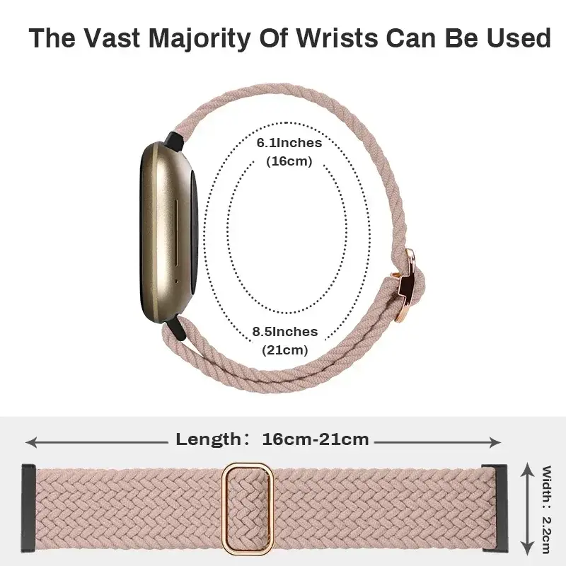 3pcs Sport Bands,Compatible with Fitbit Versa 3/Versa 4/Sense 2/Sense, Adjustable Stretchy Solo Loop Nylon Replacement Watchband