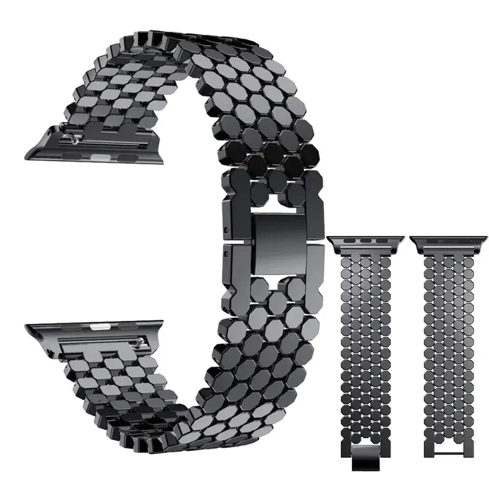 Stainless Steel Strap For Apple Watch Band 45mm 44mm 41 40mm Luxury Bracelet Metal Chain Wristband For iWatch Series 1-9 38 42mm