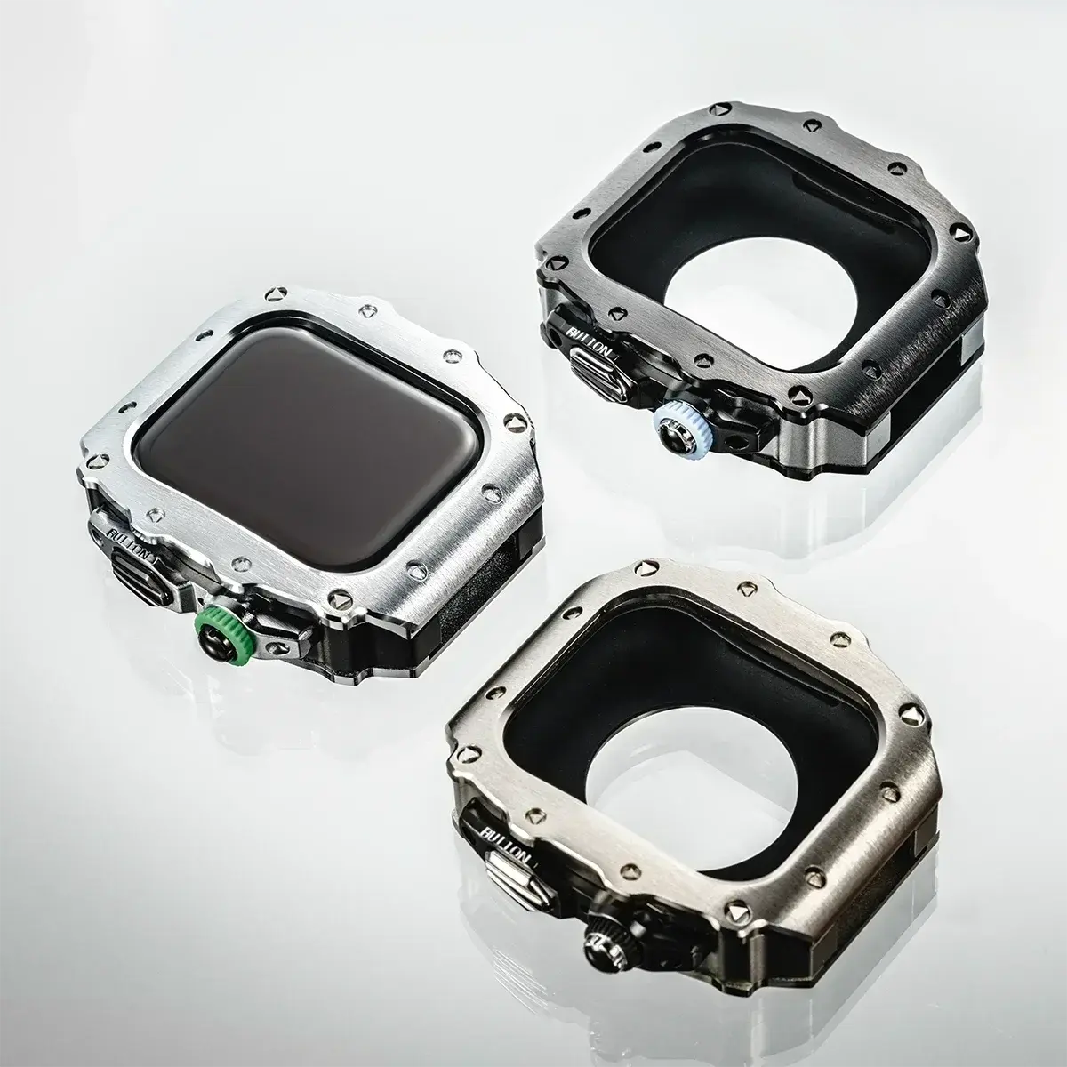 Luxury Modification Kit for Apple Watch Series 10 46mm 44mm 45mm Silicone Strap Stainless Steel Case for IWatch 9 8 7 6 SE 5 4