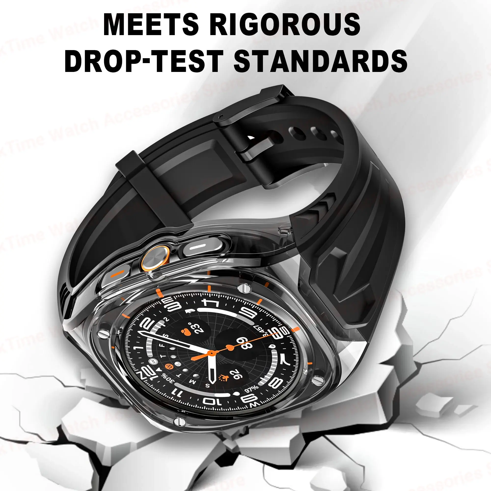 Mod Kit Strap+Case for Samsung Galaxy Watch 7 Ultra 47mm Silicone Loop Band Bracelet for Galaxy Watch Ultra Men Sport Wristband