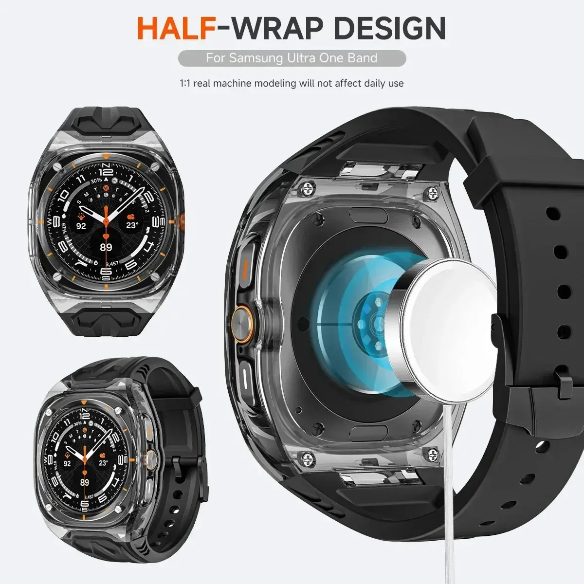Mod Kit Strap+Case for Samsung Galaxy Watch 7 Ultra 47mm Silicone Loop Band Bracelet for Galaxy Watch Ultra Men Sport Wristband