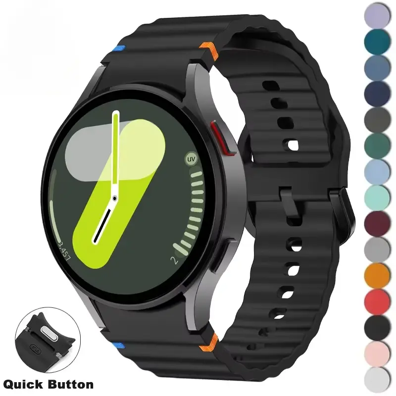 Official 1:1 Silicone Strap for Samsung Galaxy Watch 7 6 5 4 44mm 40mm 5Pro 45mm Band Galaxy Watch 6 4Classic 43mm 47mm Bracelet
