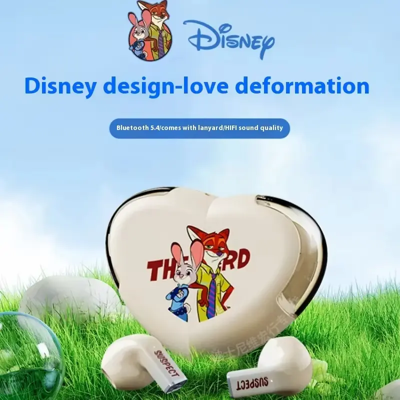 Disney Earphones Bluetooth Hot Zootopia Wireless Bluetooth Earbuds Smart Touch HD Call Low Latency Music Headsets Gift QS-T26