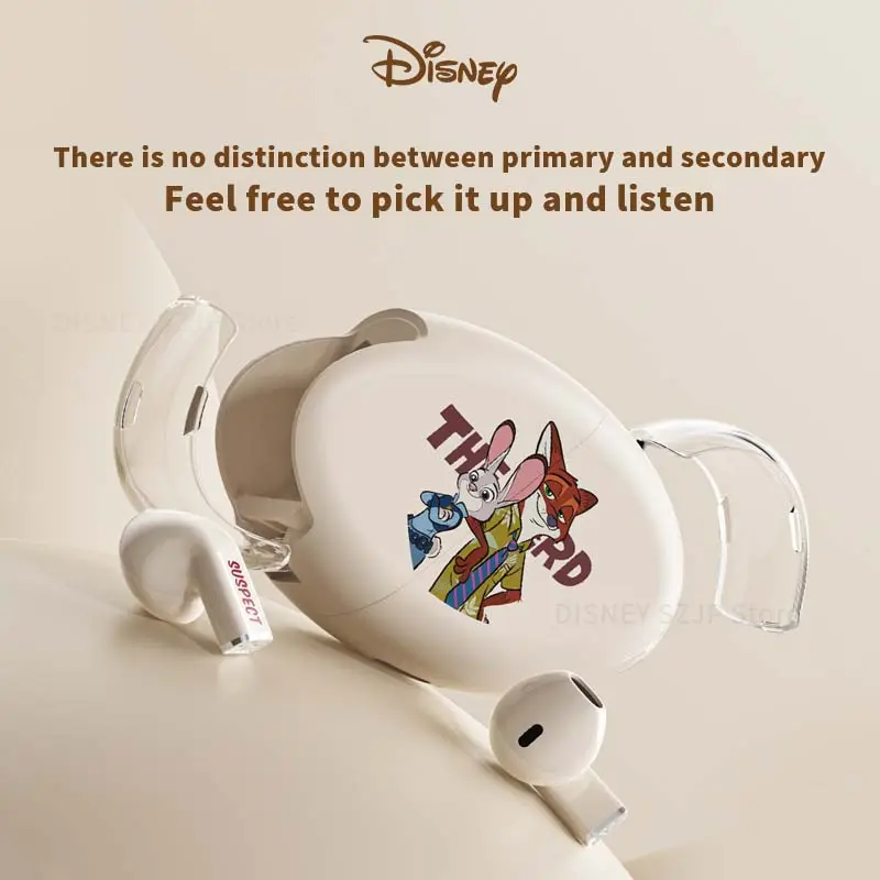 Disney Earphones Bluetooth Hot Zootopia Wireless Bluetooth Earbuds Smart Touch HD Call Low Latency Music Headsets Gift QS-T26