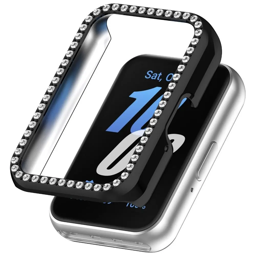 Protector Bling PC Hollow Case For Samsung Galaxy Fit 3 Samrt Watch Strap Diamond Crystal Bumper Protective Cover Screen