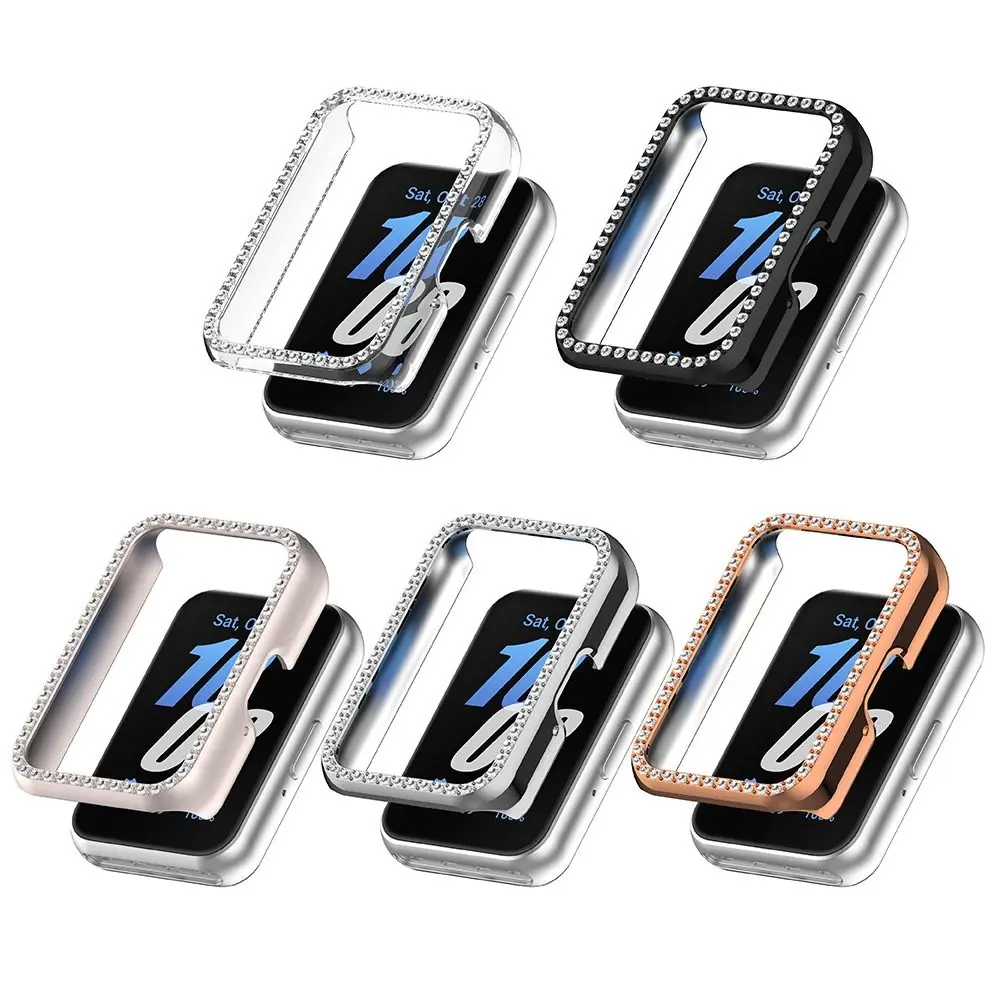 Protector Bling PC Hollow Case For Samsung Galaxy Fit 3 Samrt Watch Strap Diamond Crystal Bumper Protective Cover Screen
