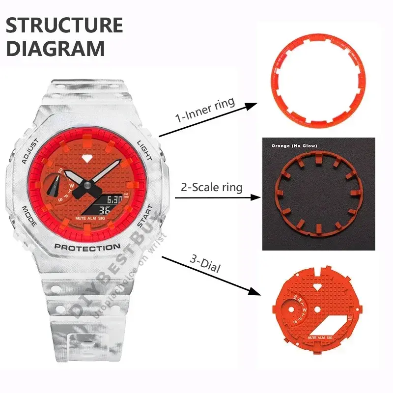 Casioak Luminous Hour Marker For GA2100 GA2110 Dial Ring DIY Watch Scale Ring Index Modification Watch Dial Pointer Accessories