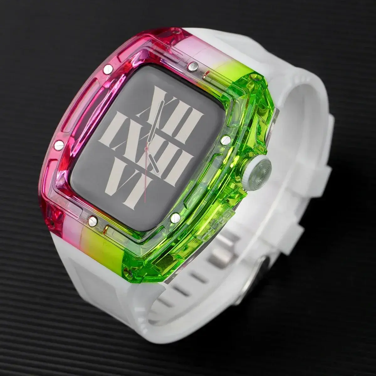 Transparent Glacier Case Modification Kit for Apple Watch Ultra 2 49mm 45mm 44mm Silicone Strap for Iwatch Series 9 8 7 6 SE 5 4