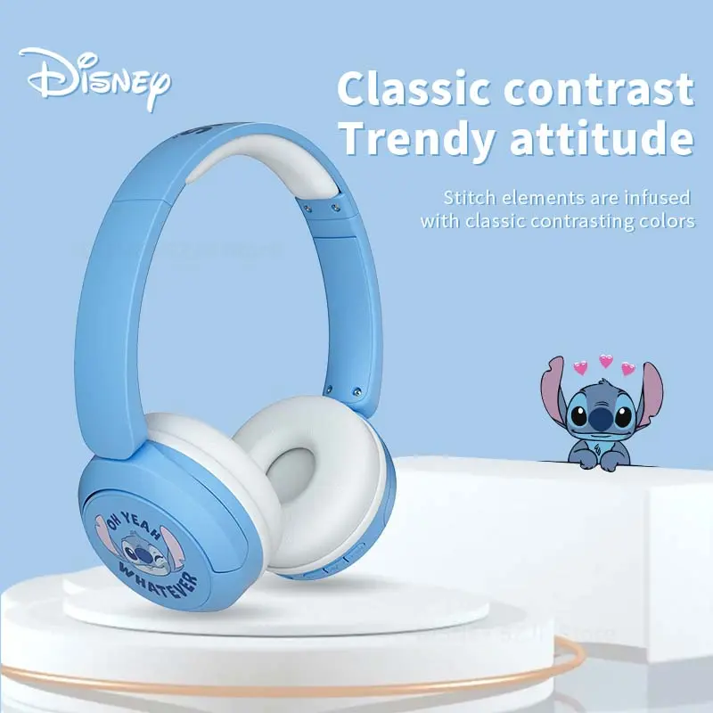 Disney Stitch Cute Kids Headphones HIFI Stereo Sound Foldable Earphones X6 Wireless Bluetooth Headsets Anime Cartoon Kids Gifts