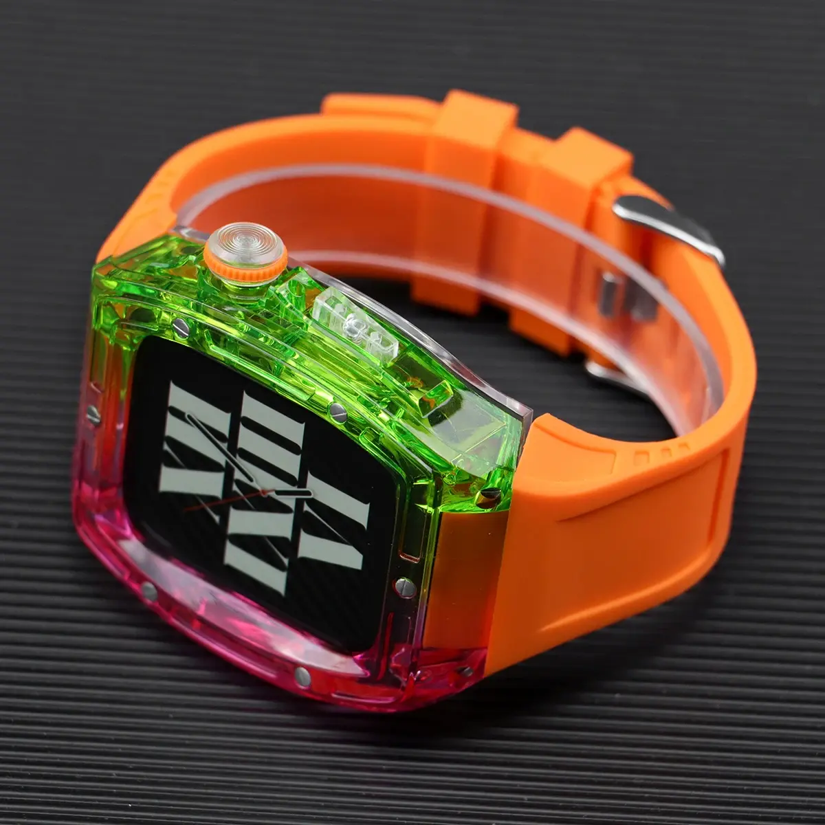 Transparent Glacier Case Modification Kit for Apple Watch Ultra 2 49mm 45mm 44mm Silicone Strap for Iwatch Series 9 8 7 6 SE 5 4