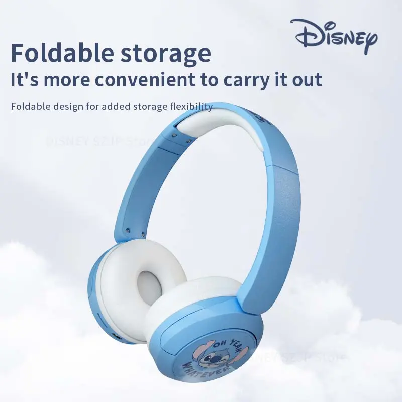Disney Stitch Cute Kids Headphones HIFI Stereo Sound Foldable Earphones X6 Wireless Bluetooth Headsets Anime Cartoon Kids Gifts