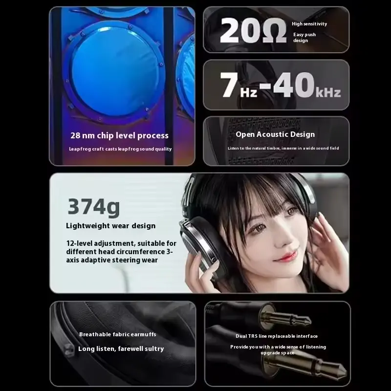 FiiO FT1 Pro Open-Back Planar Driver Headphone Magnetic Wired Hi-Fi Headset Hi-Res Audio for Home Studio Recording