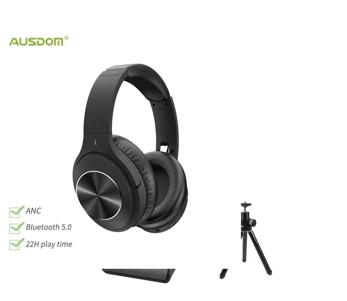 S~Wireless ANC Headphones, AUSDOM Active Noise Cancelling Bluetooth 5.0 Hifi Stereo Headset Foldable With Microphone For Phone