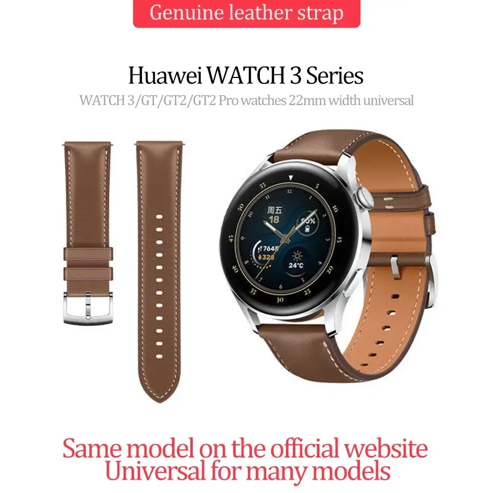 Origina Leather Watchband For Huawei watch Gt3 46mm GT2 Pro/GT 2e/GT2 46mm/GT3 Pro GT Runner 22MM Universal Leather Strap