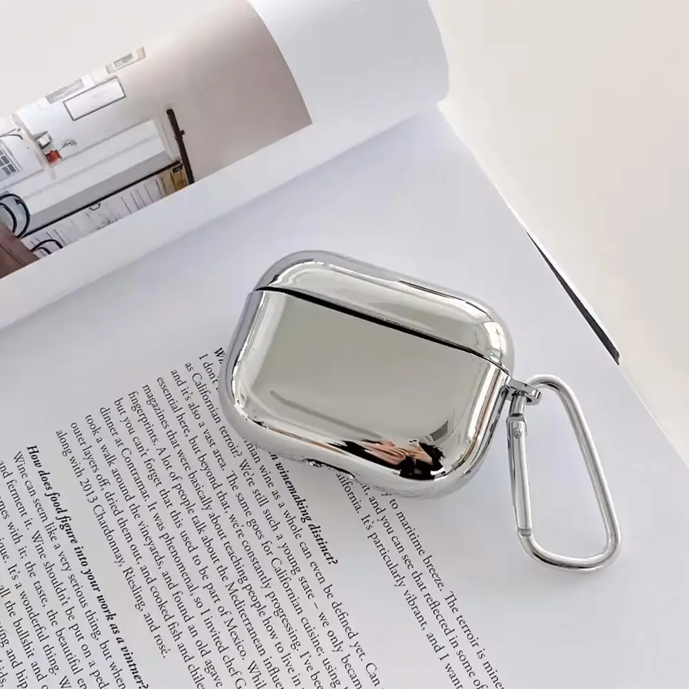 Electroplate Earphone Case For Airpods 1 2 3 Pro 2 Protective Cover For Apple Airpods Pro Case Silver TPU With Keychain Box
