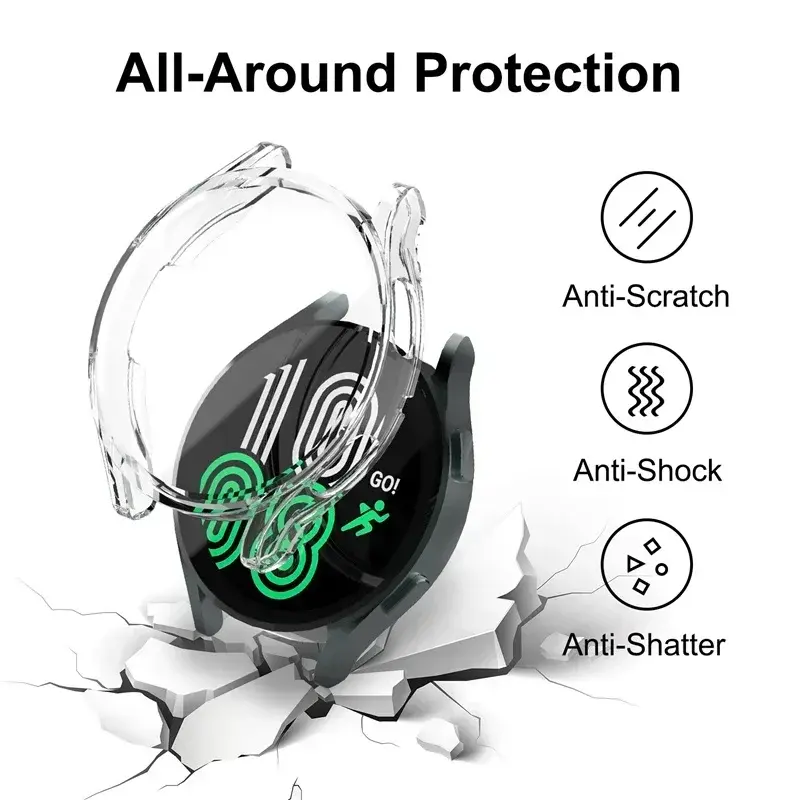 Protector Case For Samsung Galaxy Watch 4 5 6 40mm 44mm Cover Coverage Silicone TPU Bumper Screen Protection Full Accessories