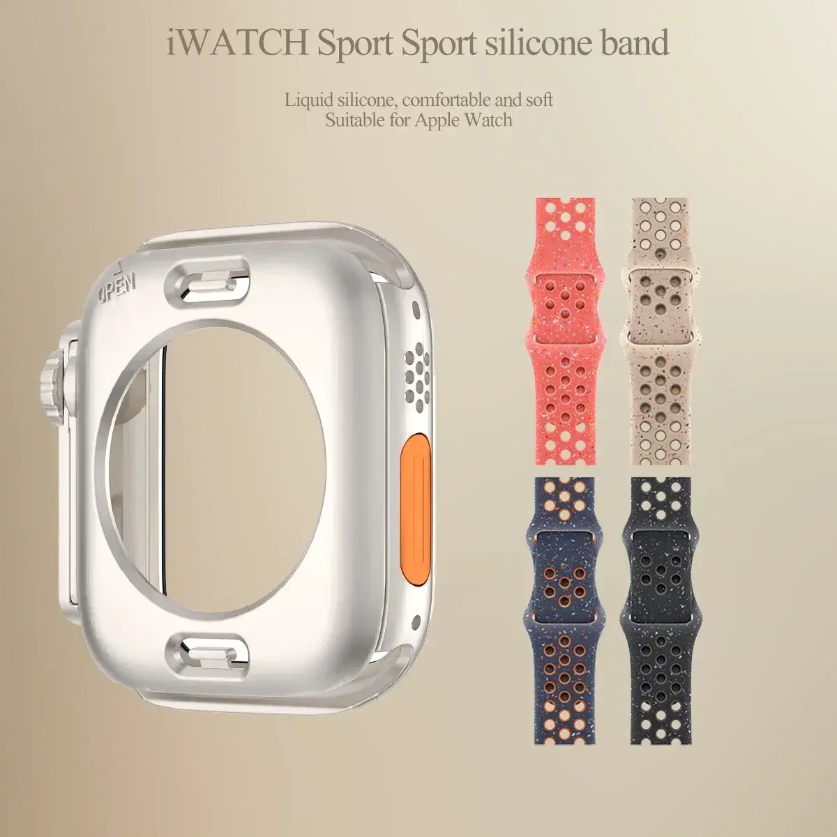 Waterproof Case+Original Sport Rubber Strap for Apple Watch Ultra 2 Band 49mm 45 44 41mm 40mm Correa for IWatch 9 8 7 6 5 SE