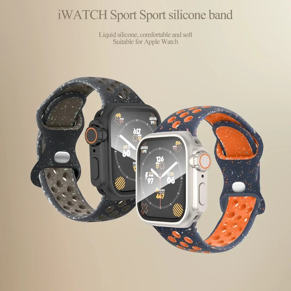 Waterproof Case+Original Sport Rubber Strap for Apple Watch Ultra 2 Band 49mm 45 44 41mm 40mm Correa for IWatch 9 8 7 6 5 SE