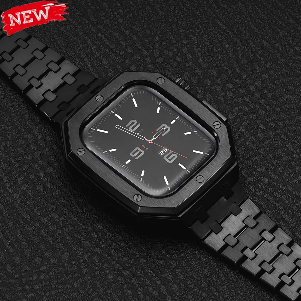 Luxury Metal Modification Kit Case Band for Apple Watch Series 10 46mm Stainless Steel Bezel Mod Cover Strap for iWatch S10 46MM