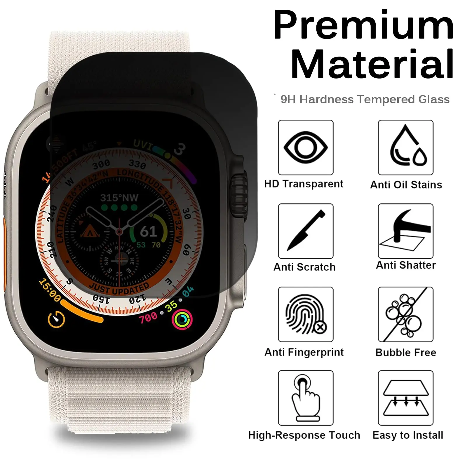 Anti Glare Peeping Screen Protetive Film Glass for Apple Watch Ultra 49mm 45mm 41mm HD Iwatch Series 8 7 6 SE 5 4 38 40mm 44mm