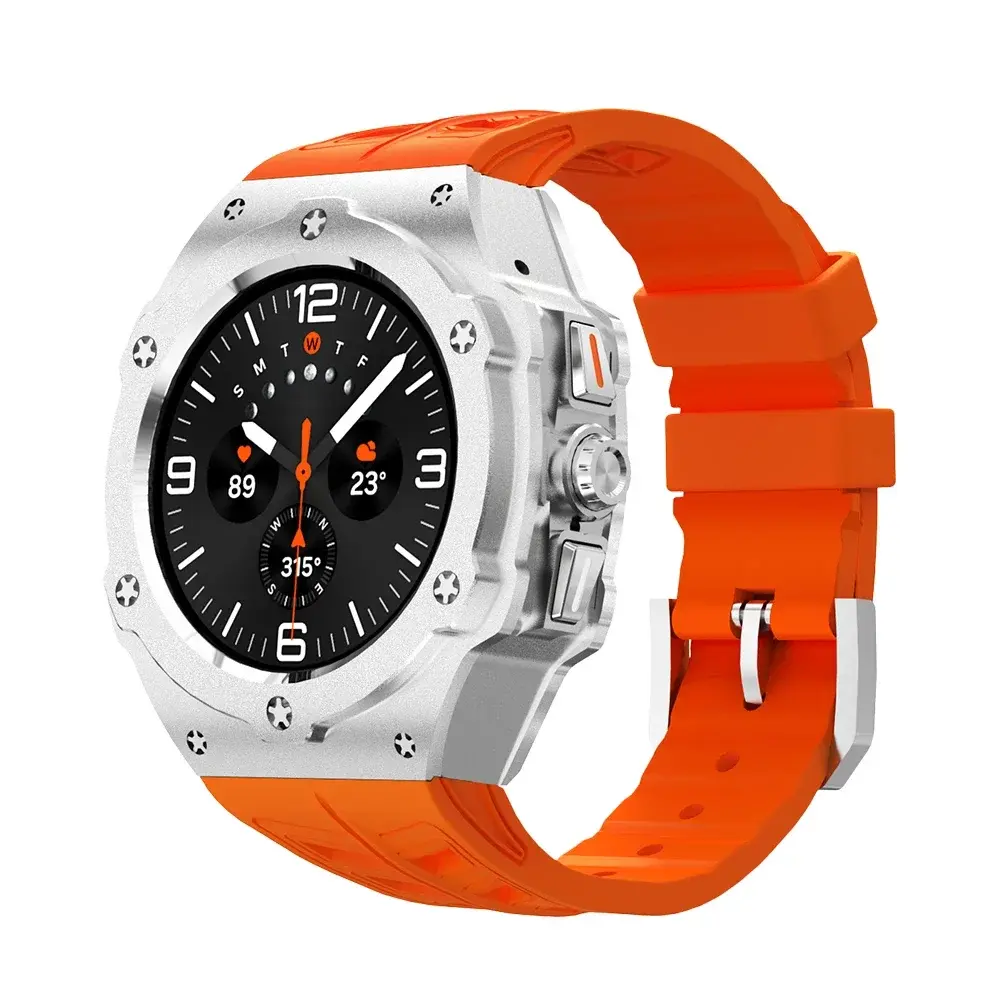 Luxury Modification Kit For Samsung Galaxy Watch 7 Ultra 47MM Metal Case For Galaxy Watch 7 Ultra Fluororubber Strap Diy Mod Kit