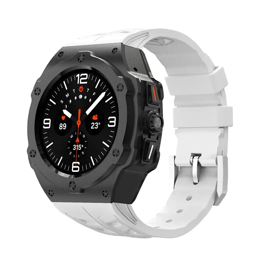 Luxury Modification Kit For Samsung Galaxy Watch 7 Ultra 47MM Metal Case For Galaxy Watch 7 Ultra Fluororubber Strap Diy Mod Kit