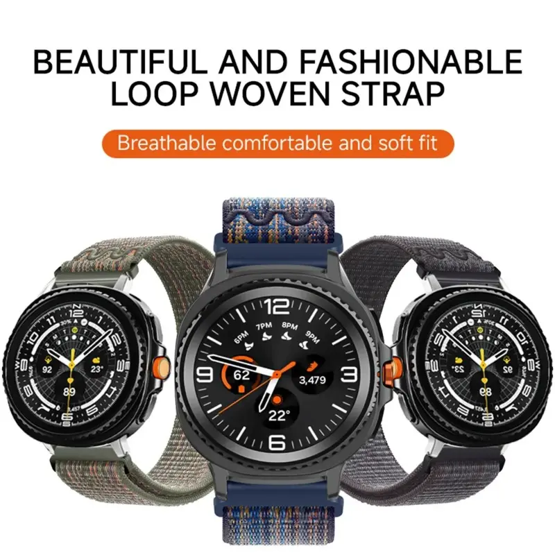Nylon Strap for Samsung Galaxy Watch 7 Ultra 2025/8 Classic/8 40mm 44mm for Galaxy Watch 7 Ultra Breathable Bracelet Accessories