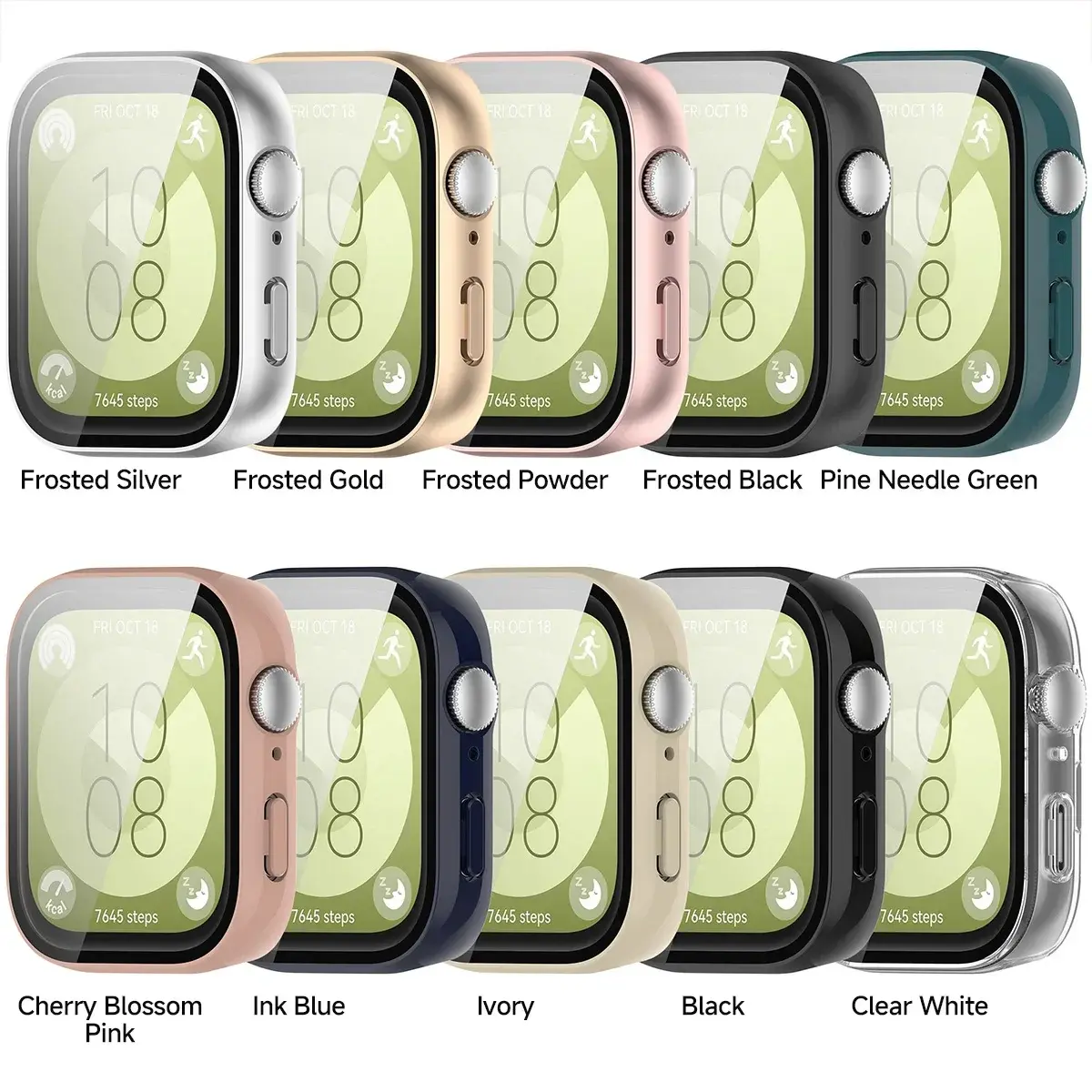 Tempered Glass Watch Cases For Huawei Watch Fit 3 All-Around Screen Protector Hard PC Bumper Watch Case For Huawei Watch Fit3